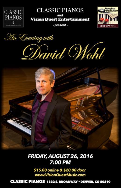 MAsterful Musicians David Wohl in concert August 26, Denver live music
